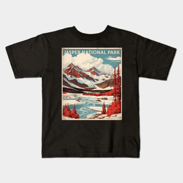 Jasper National Park Canada Vintage Poster Tourism Kids T-Shirt by TravelersGems